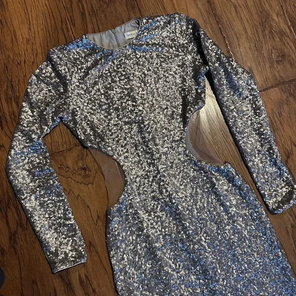 open lace back dress Dress the Population Nude Sequins Gown  Zil boutique